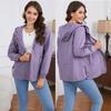 Damen Windjacke mit Kapuze und Reißverschluss, winddicht, einfarbig, lockerer Trenchcoat für Herbst und Winter, lässige Outdoor-Wanderbekleidung