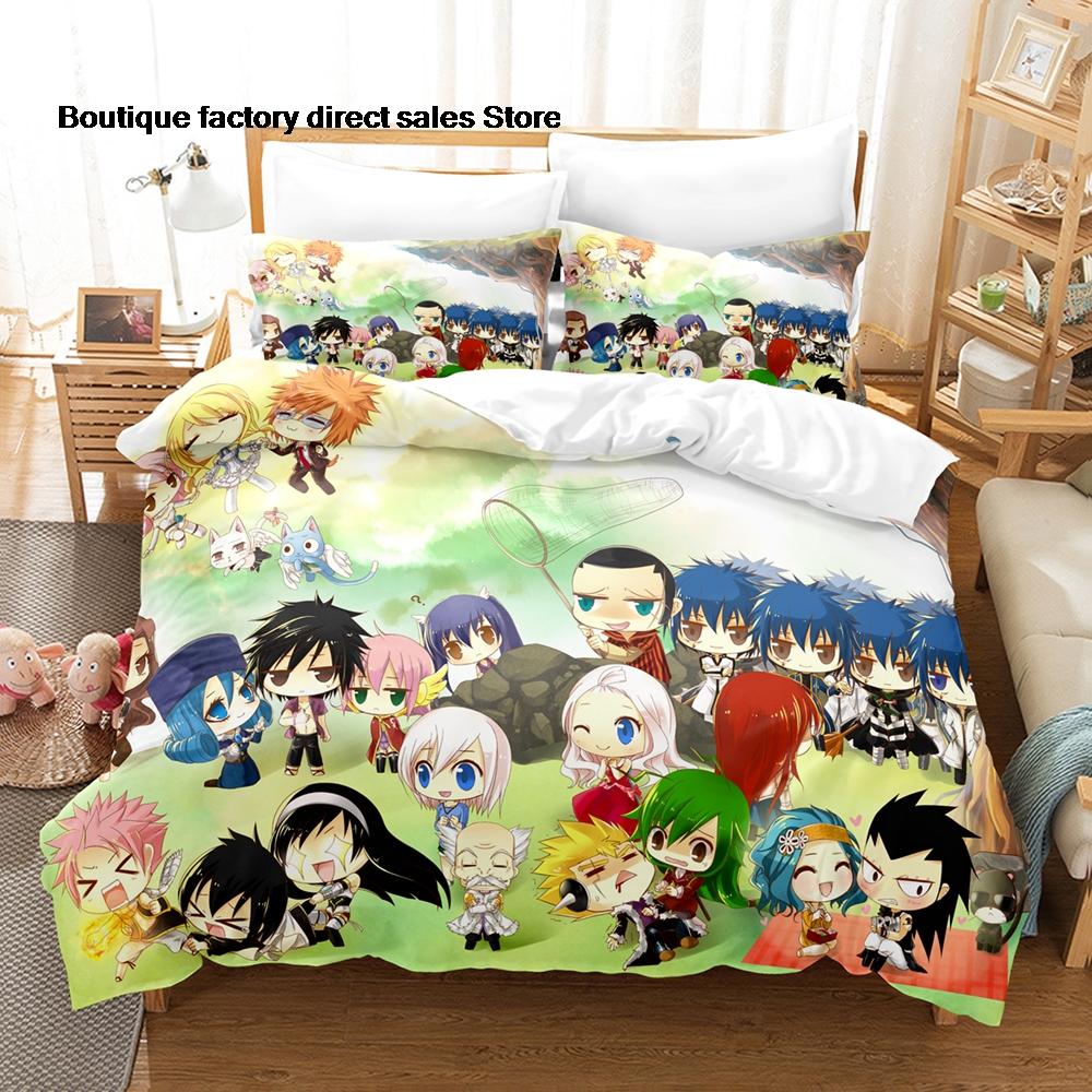 3D Printed Fairy Tail Anime Bedding Set Duvet Cover Pillowcase For Fans Bedroom Decor Twin Full Queen King Size Bed Linen