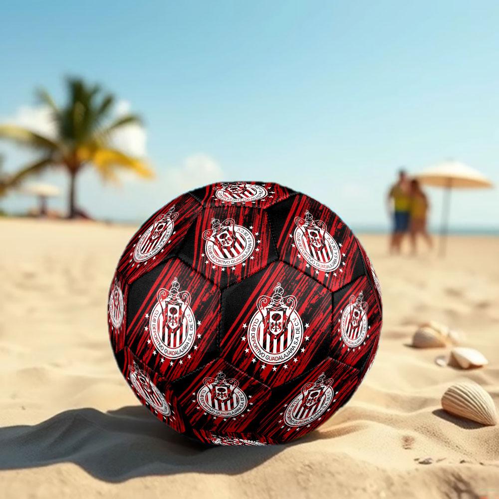 CD Guadalajara Size 5 Soccer Ball, Machine-Stitched PVC, Durable & High Bounce, All Ages Fit, fan merchandise, matches & outdoor use.