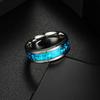 2PCS Stainless Steel Stainless Steel Wedding Ring Blue Opal Inlay Men Wedding Band  Wedding Ceremony