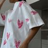 GMXIA Love Heart Print T-shirt Summer New Street Trend Hand-painted Love Heart Print Short-sleeved T-shirt