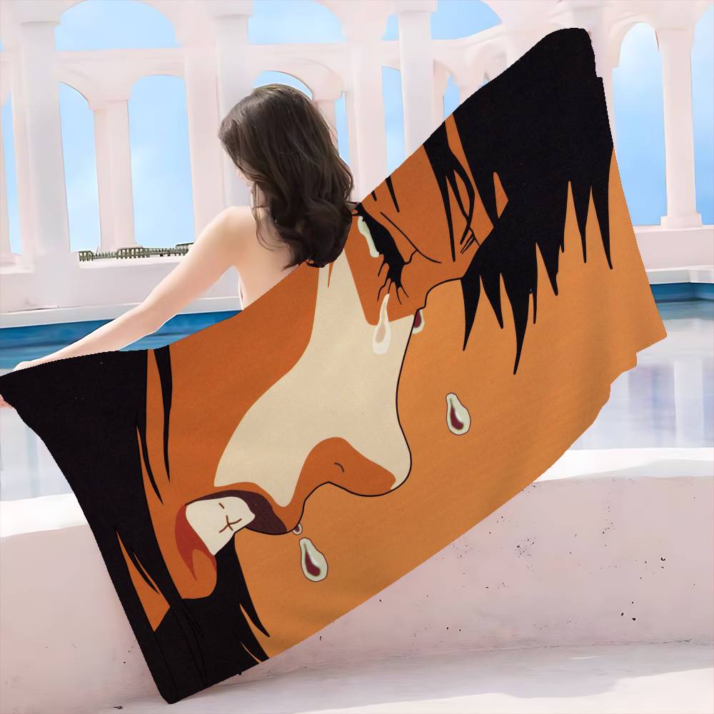 Japanese horror movie P-perfect B-blue Microfiber Blanket Quick Drying Beach Towels Oversized Printing Super Absorbent Towel
