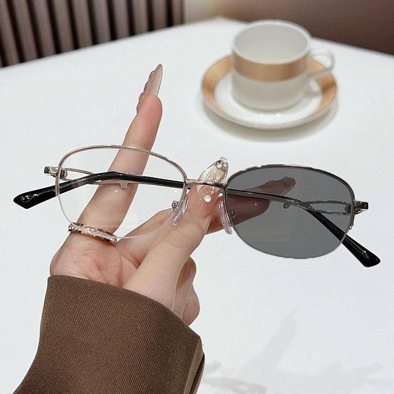 New Fashionable Personalized Hd Half Frame Women'S Myopia Glasses Ultra Light Neutral Elegant Luxury Anti Blue Light Glasses