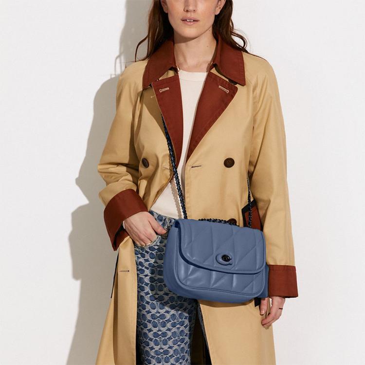 Coach Pillow Madison 24 Quilted Turnlock Chain Crossbody Bag Women Bags Washed-Denim C8560-V5D61