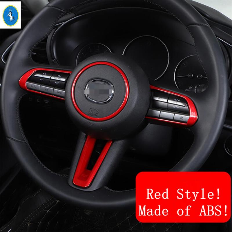 Car Steering Wheel Gear Shift Button Frame Cover Trim Fit For Mazda CX-50   2024 Red / Carbon Fiber Interior Accessories