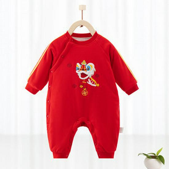 Baby Winter Festive Red Jumpsuit: Thickened Warm Romper for Crawling 66 cm