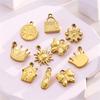 5pcs Sun 304 Stainless Steel Charms Cute Flower Crown Pendant Exquisite Compact Pendant Necklace Jewelry Accessories 14mm X 10mm