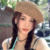 Thin French Crochet Beret Handmade Beach Weave Beret Boho Summer Straw Beret  Holiday Wear