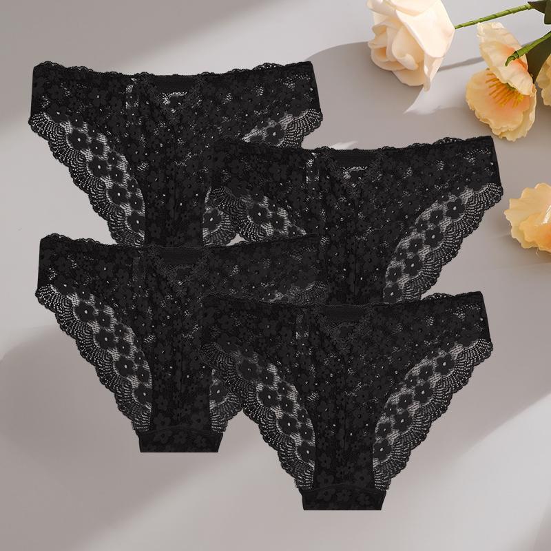 4Pcs Women Lingerie Sexy Lace Panties Soft Fashion Panties Hollow Out Underwears Pantys Underpant Lingerie Lace Intimates S-XL