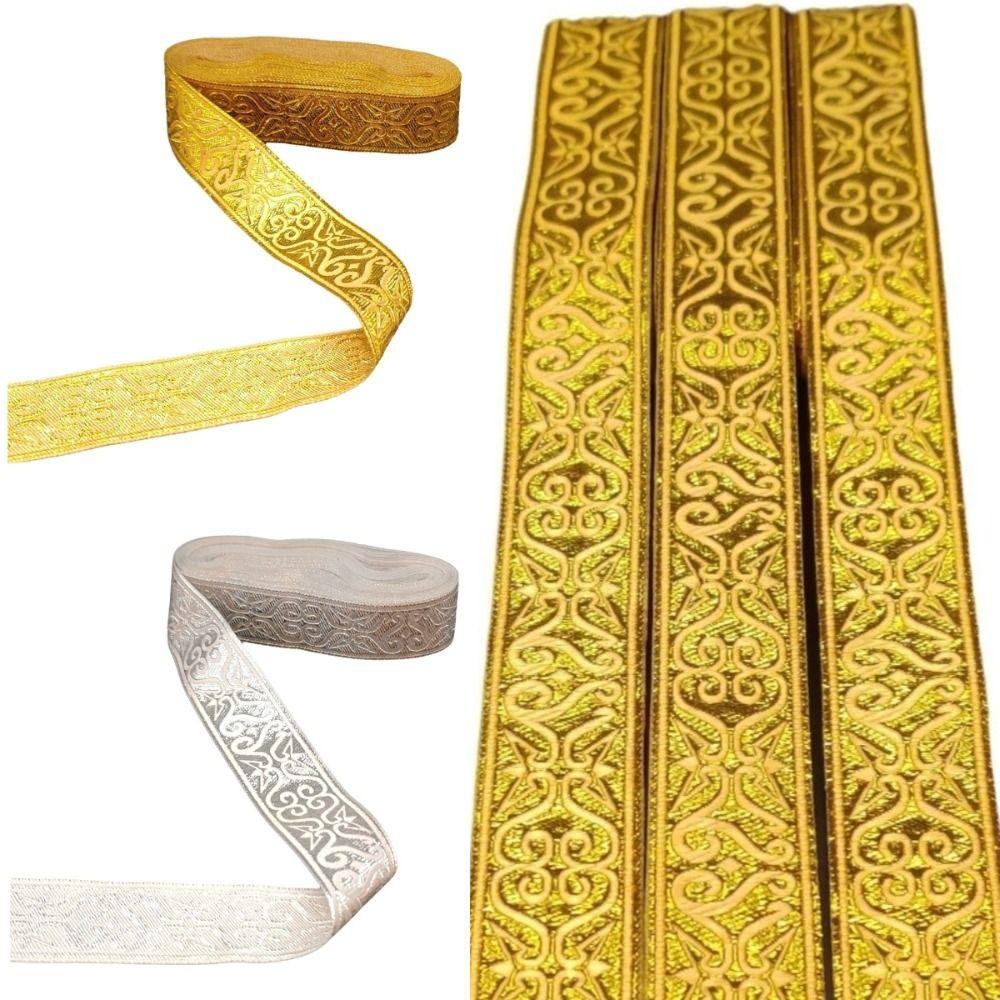 3.3cm Width Jacquard Ribbon Geometric Pattern 7 Meters Length Embroidery Ribbon Flower Embroidered DIY Woven Ribbon Bag Sewing