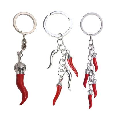 Vibrant Chili Horn Keyring Fun Bag Decoration Resilient Alloy Material Keyring