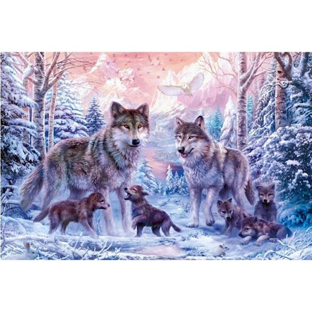 5D-Diamantmalerei, Wolf, rund, Kreuzstich, Diamantstickerei, Tiere, Perlenbild, Kits, Kunsthandwerk, Heimdekoration
