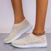 Fashion New Shining Crystal Flats Women Spring Breathable Knit Platform Sneakers Woman Comfortable Soft Bottom Non-slip Sports Shoes
