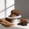 Pu Leather Octagonal Hat For Women Autumn Winter British Retro Newsboy Cap With Sun Protection And Warmth