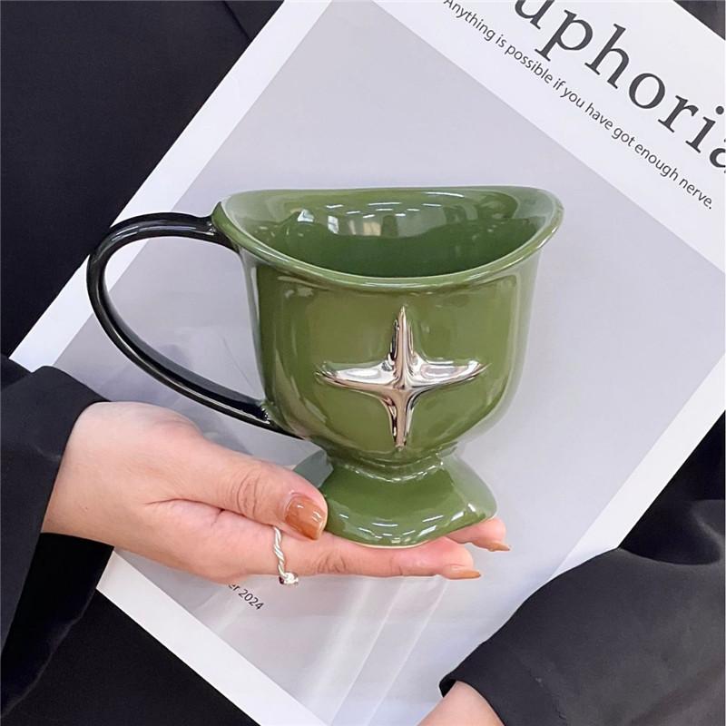 Ceramic Cup with Handle Home Office DIY Coffee Latte Ice American Mug 350ml Drinking Cup Water Cup Gift