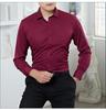 Men's Slim Fit Non-Iron Long Sleeve Shirt – Four-Way Stretch, No Pocket, Spring/Autumn Style