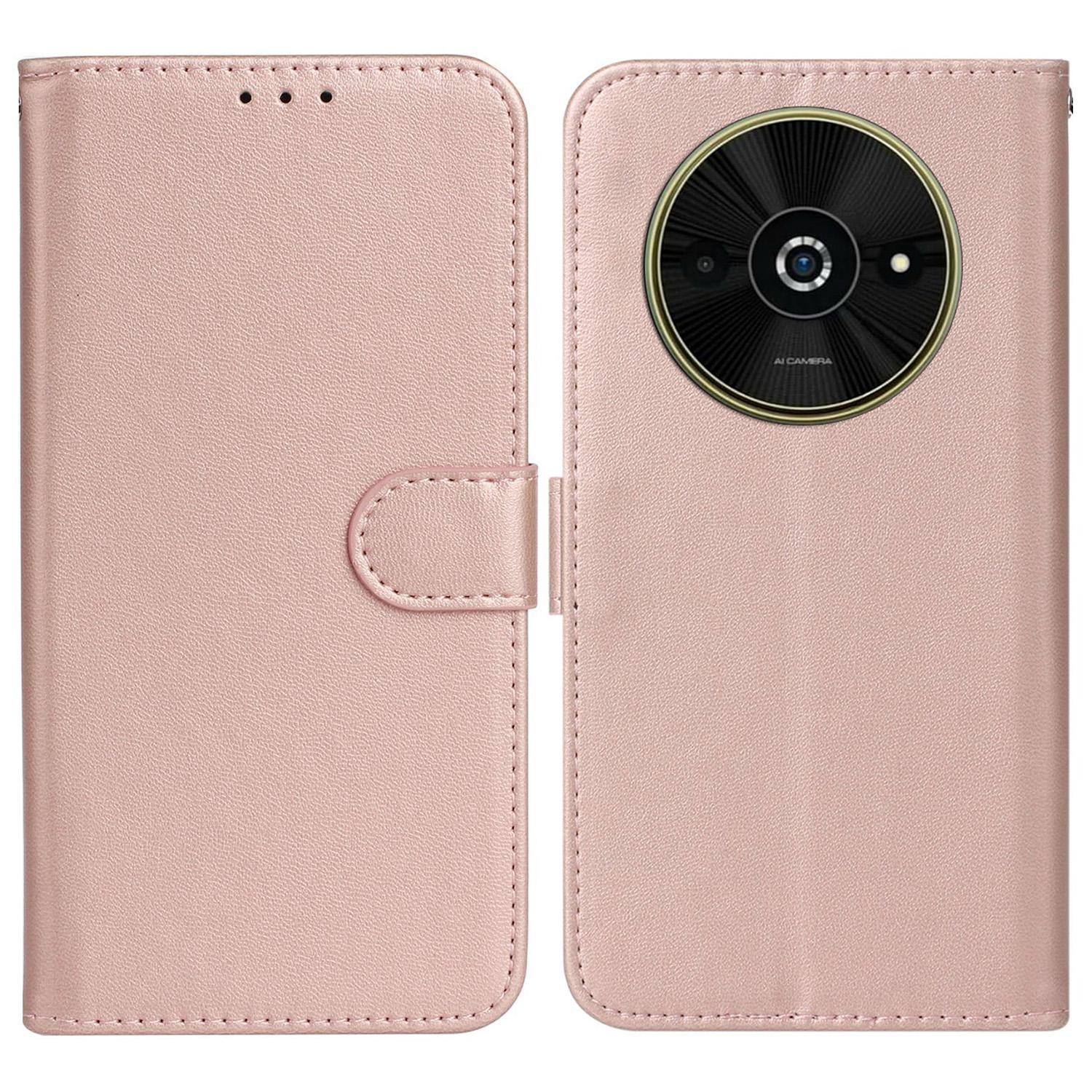 

For Xiaomi Poco C61 4G/Redmi A3 4G Case Wallet Style Flip Leather Phone Cover Card Holder Rose Gold