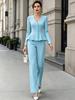 2026 new V-neck linen waist lotus leaf pendulum set European and American commuter long-sleeved two-piece set for women