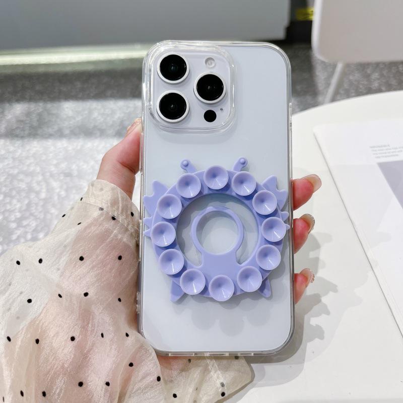 Silicone Suction Phone Stand: Anti-Slip, Magnetic, Finger Ring Holder for Desktops