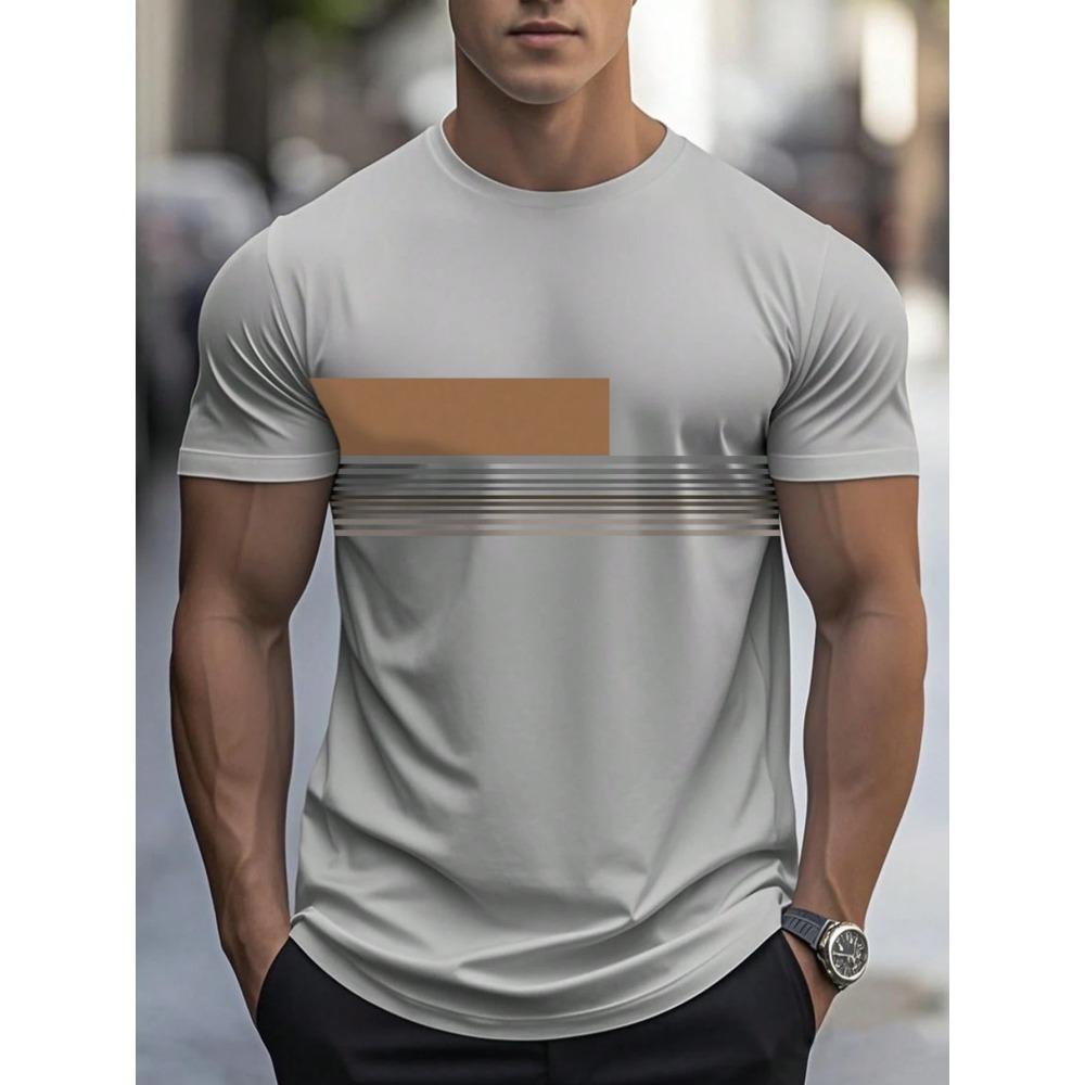 Sommer Herren Freizeit Sport locker übergroß einfach Buchstabenmuster bedruckt Rundhals Kurzarm T-Shirt Top