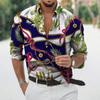 Trendy long-sleeve shirt with luxury chain, leopard & zebra print, stylish and versatile.