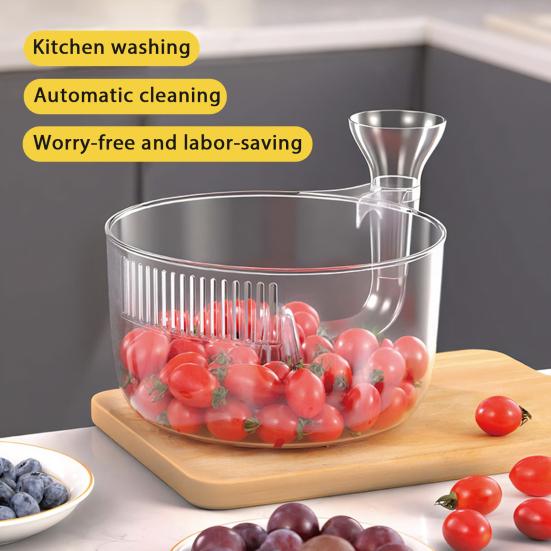 Drain Basket with Strainer Portable Lightweight Fruit Vegetable Washing Bowl