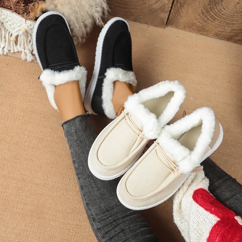 Fashion Women New Warm Casual Winter Plush Ankle Flats Female Casual Cotton Shoes Ladies  Round Toe Sports Loafers Women