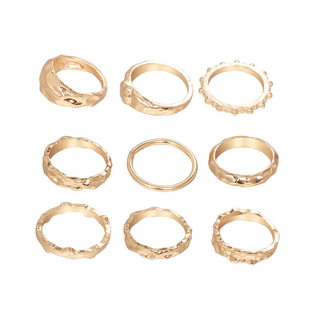 Exclusive For Fashionable Retro Wave Combination 9-Piece Joint Ring