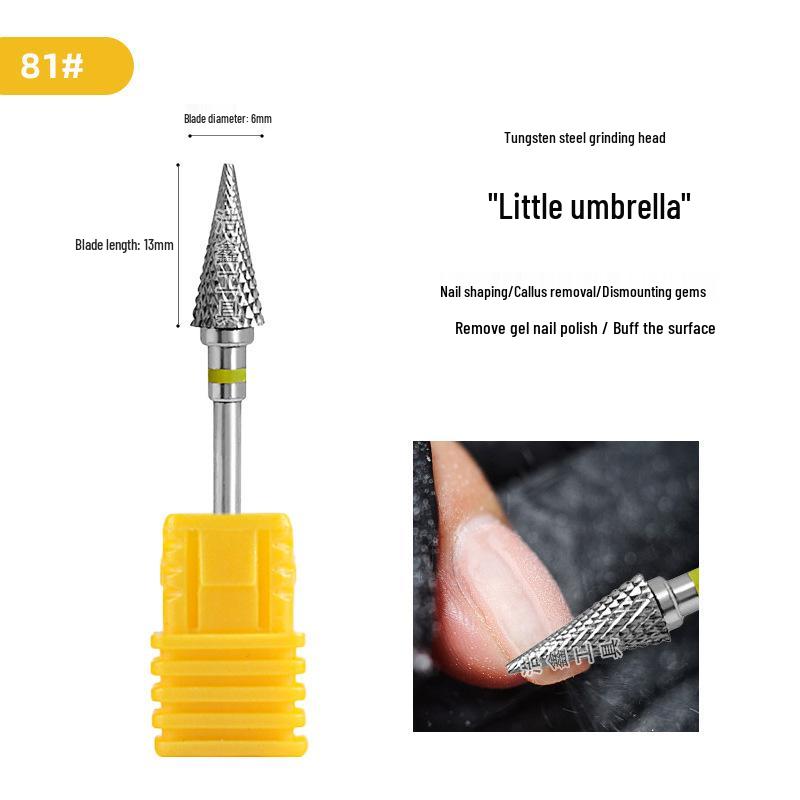 Stożkowy frez do paznokci ze stali wolframowej do usuwania lakieru żelowego