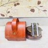 Table Clock With Wooden Stand Vintage Antique Clock In Leather Case