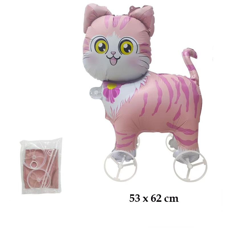 1Pcs Cartoon Animal Foil Balloon, Walking Standing Balloon With Wheels, Kids Birthday Party Decor, Baby Shower Accessories
