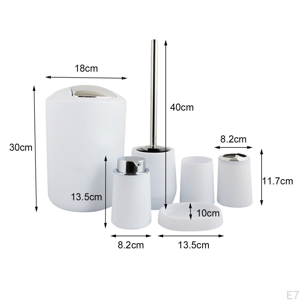 6pcs Bathroom Accessories Set Bath Ensemble Toothbrush Holder Lotion Dispenser Soap Dish Trash