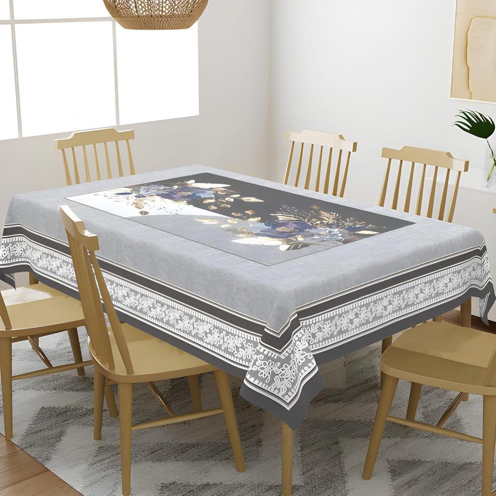 Velvet Floral Centre Table Cover Cloth, Table Cloth with Stunning Gold Foil Design for Living Room (40x60 Inch, Black)