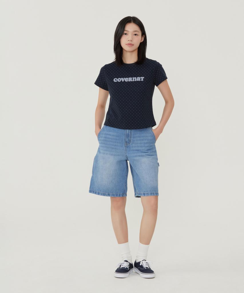 Covernat Woman Bermuda Denim Shorts Blue