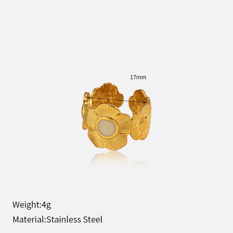 Chenhe jewelry women's high-end stainless steel flowers do not fade jewelry light luxury gold opening titanium steel ring