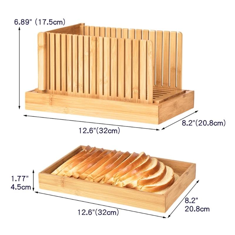 Hot Foldable Bamboo Wood Bread Slicer Cutter Toast Loaf Cutting Guide Slicing Maker for Homemade Cakes Bagels