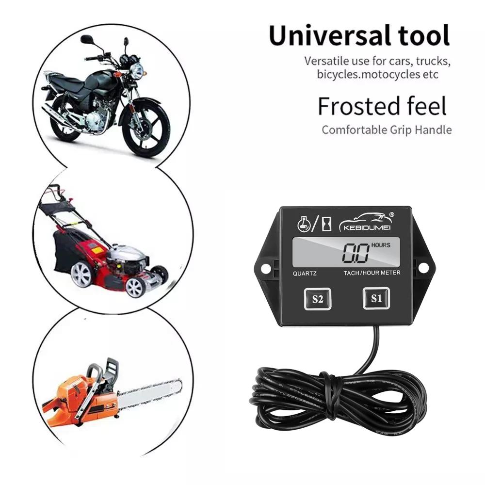 KEBIDUMEI Digital Engine Tach Tachometer Hour Meter with LCD Display For Motorcycle Motor Marine Chainsaw Pit Bike Boat