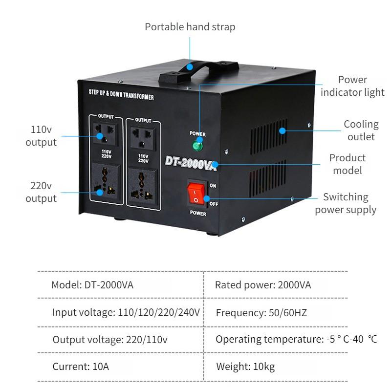 Small Portable Step Up & Down Transformer 220V to 110V Power Transformer Household High Power Voltage Converter