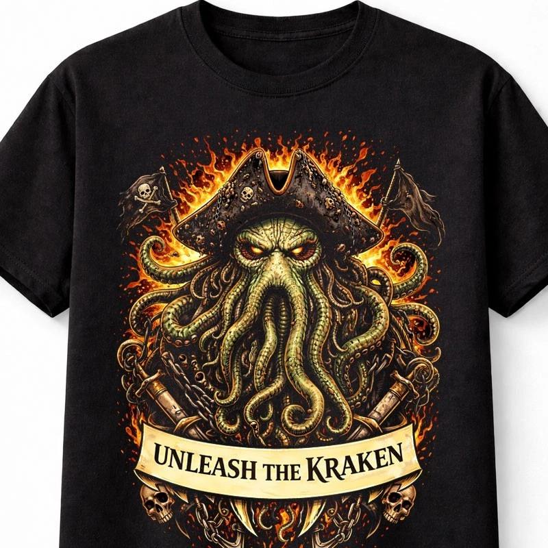 Kraken Pirate Cthulhu Sea Monster Horror Graphic Unisex TShirt S