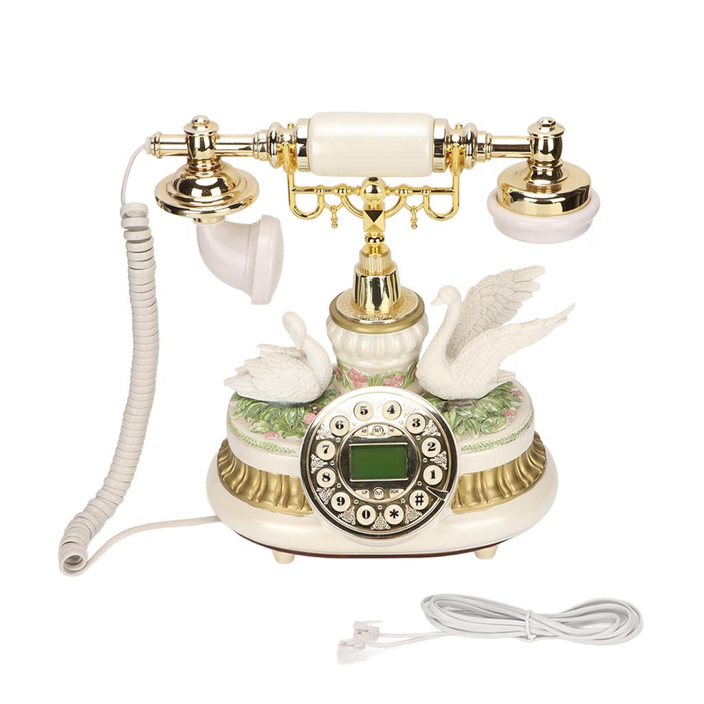 Antikes Telefon, klassisches europäisches altmodisches Drehtelefon, festes digitales Vintage-Festnetztelefon