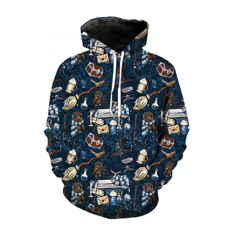 Unisex Oversized Hooded Sweatshirt With Dice Print Long Sleeve Cotton Blend Pullover Winter