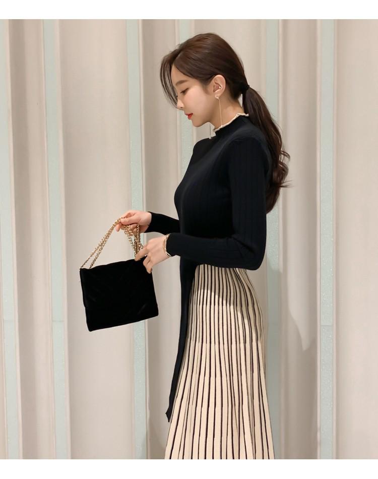 2025 Korean Lace-Up Waist Knit Sweater Dress
