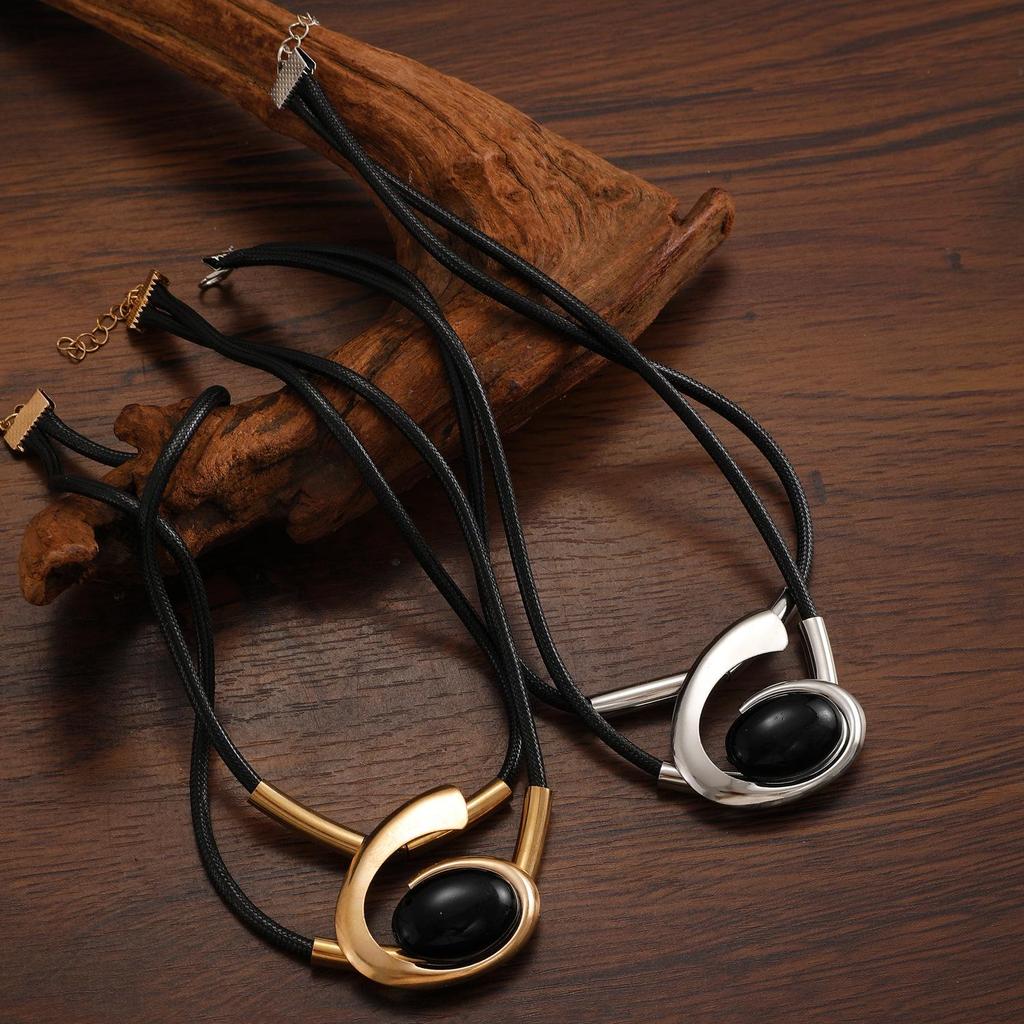 Bohemian Špirálový Šnek Akrylový Drahokam Šperky Set: Dámská sada náhrdelníku a náramku