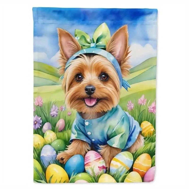 Terrier Easter Egg Hunt Garden Flag, Post Office Flag, Decorative Yard Flag, Outdoor Patio Artwork, Yard Flower Bed Garden Flag, Multiple Sizes, Multi