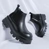 Thick Bottom Handmade Basic Boots Casual Leather Men Shoes Fashion Brand Male Chelsea Boots Vintage Winter Warm Fur Ankle Boots
