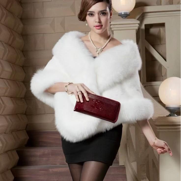 Faux Fox Fur Shawl for Bride - Autumn/Winter Wedding Cloak, Dress Cape