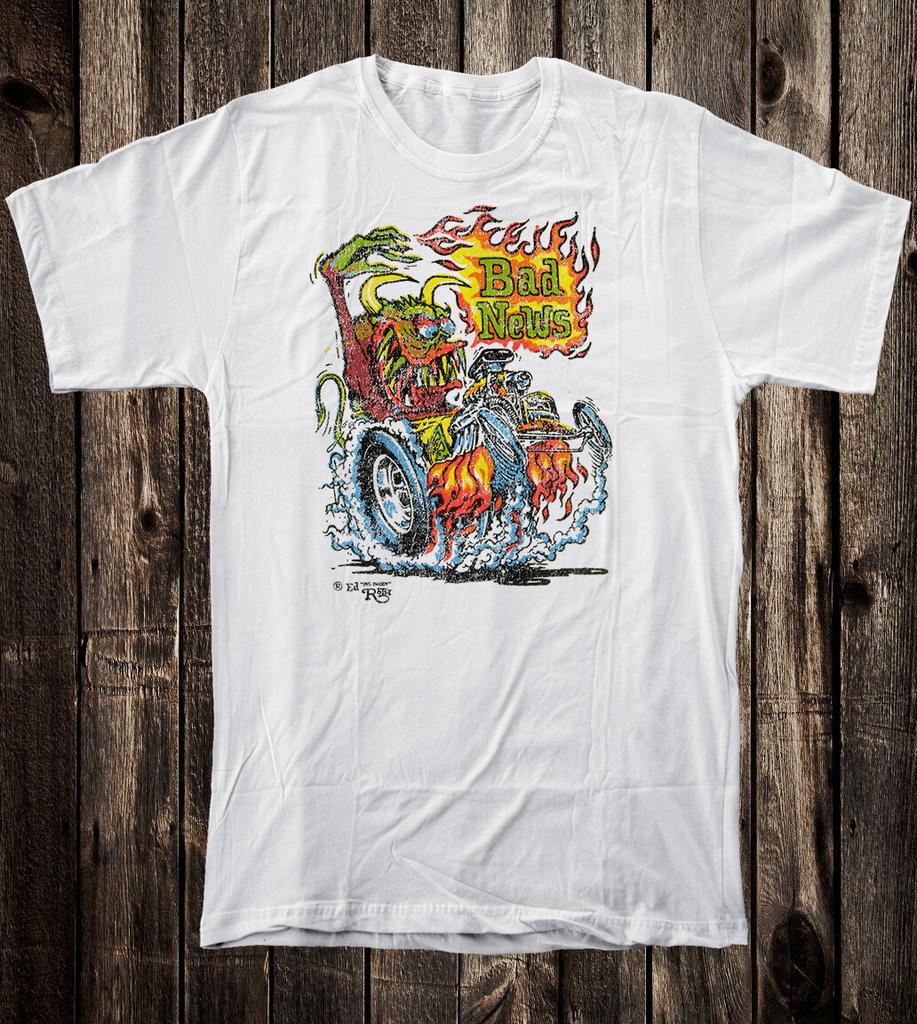 T-shirt Hot Rod Retrò 100% Cotone Ed Big Daddy Roth Bad News
