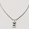 BONBEAU Frame Bear Pendent Silver Chain Necklace 925 Silver Teddy Bear Square Pendant Oil Painting Chain Silver Necklace