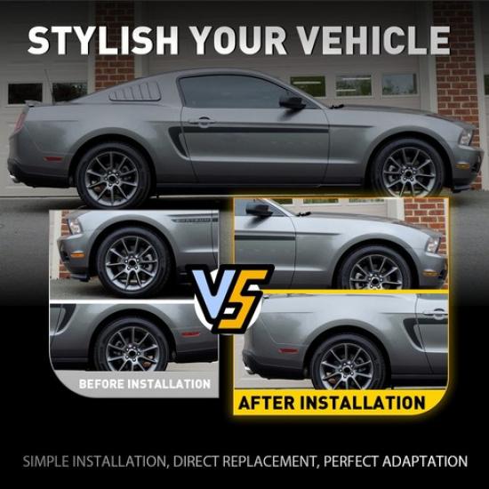 2/4X Rear Side Front Light Housings Marker Amber For Red Ford Mustang 2010-2014