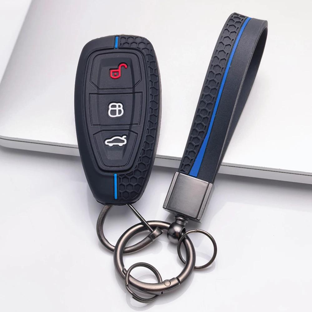 Car Key Pack For Ford St Line Fiesta Focus Mondeo Ecosport Kuga Puma Edge Escape Metallic Silicone Car Key Fob Case Accessories